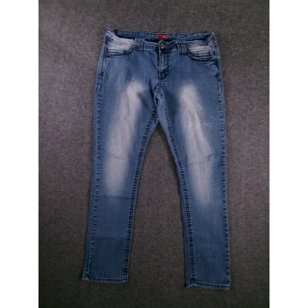 Bongo Jeans Women 17 Blue Straight Slim Fit Medium Wash Faded Causal Y2K Vintage